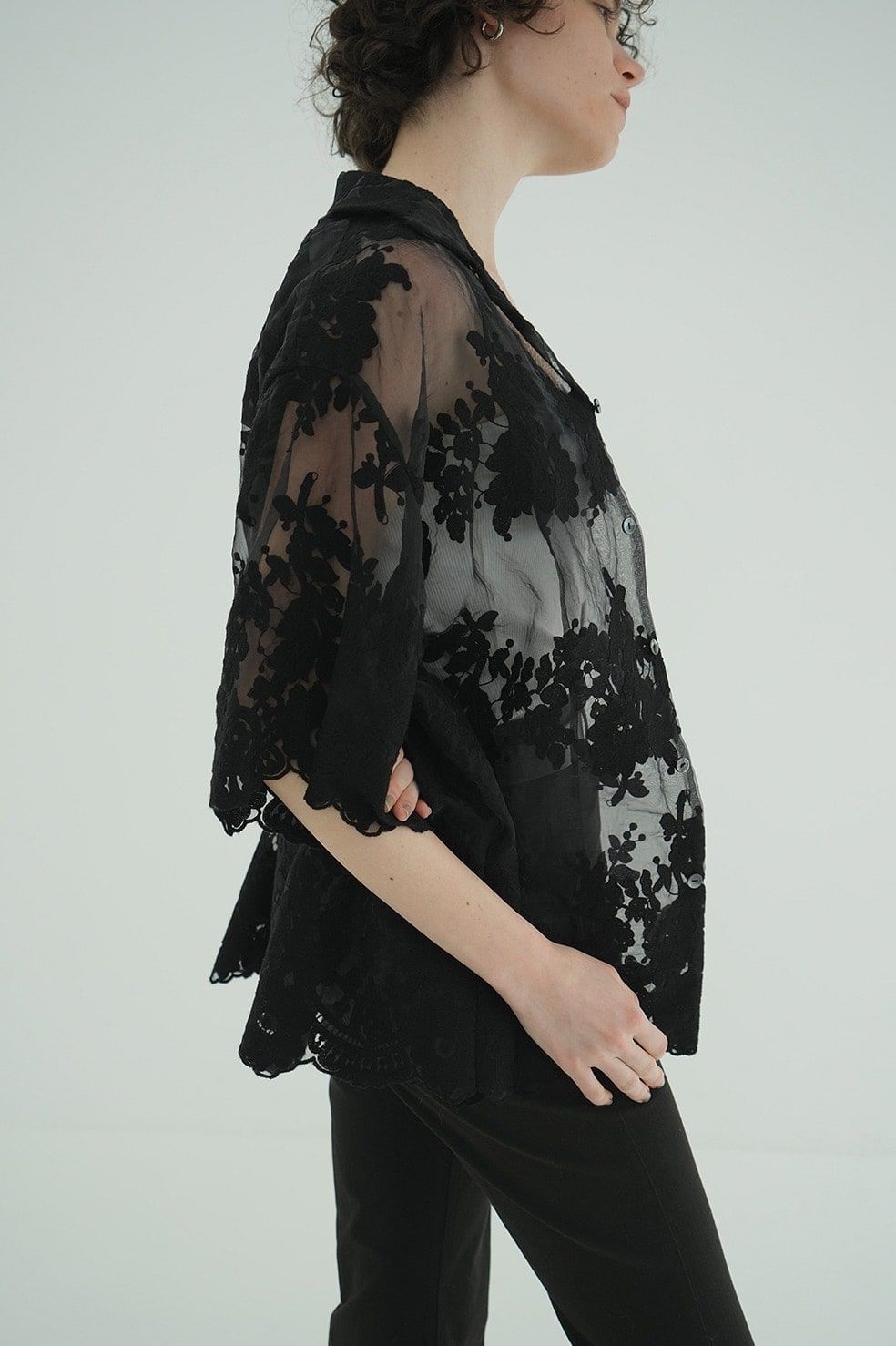 CLANE - シアーフラワーレースシャツ | SHEER FLOWER LACE SHIRTS