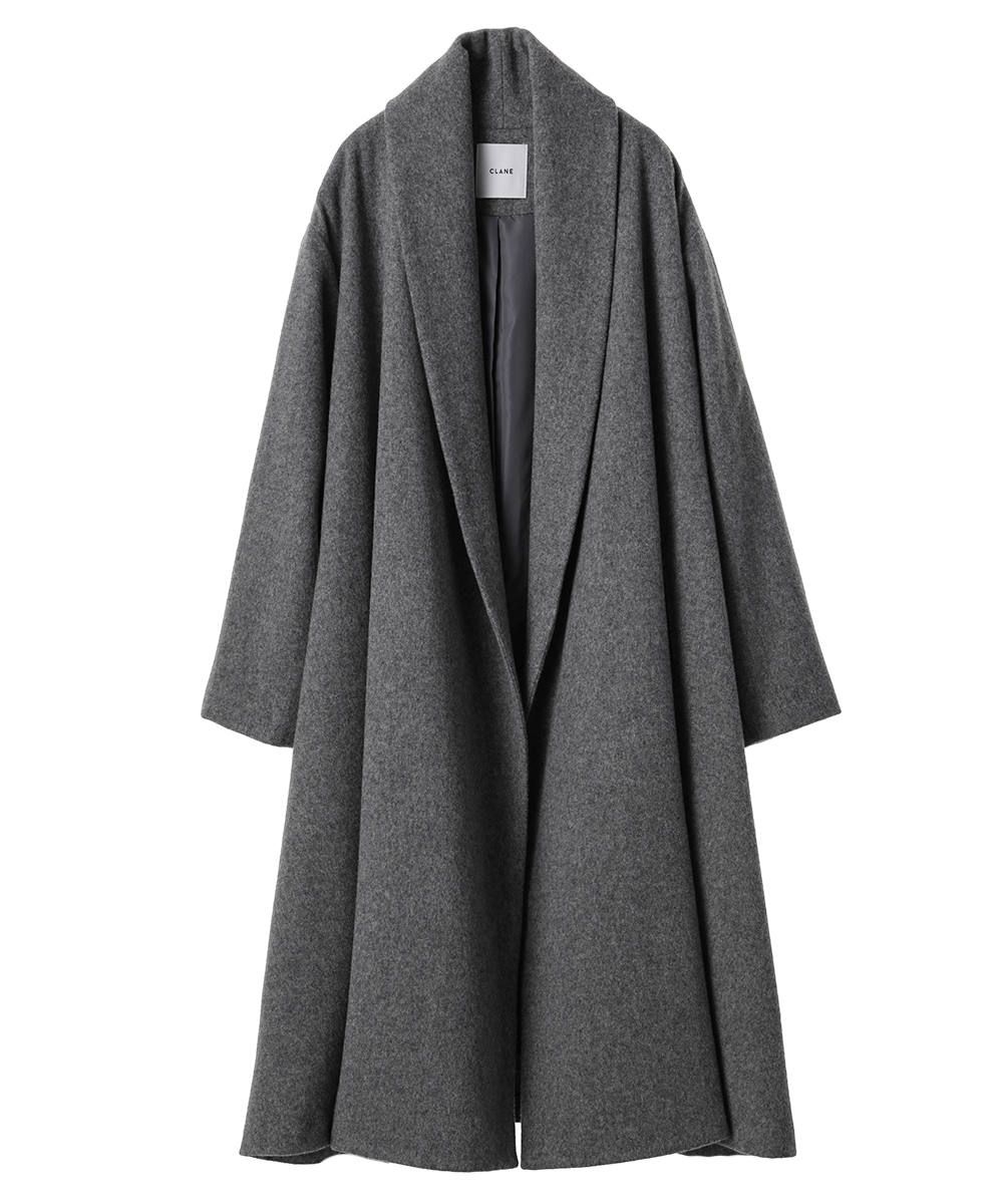 CLANE - ショールカラーフレアコート - SHAWL COLLAR FLARE COAT GREY