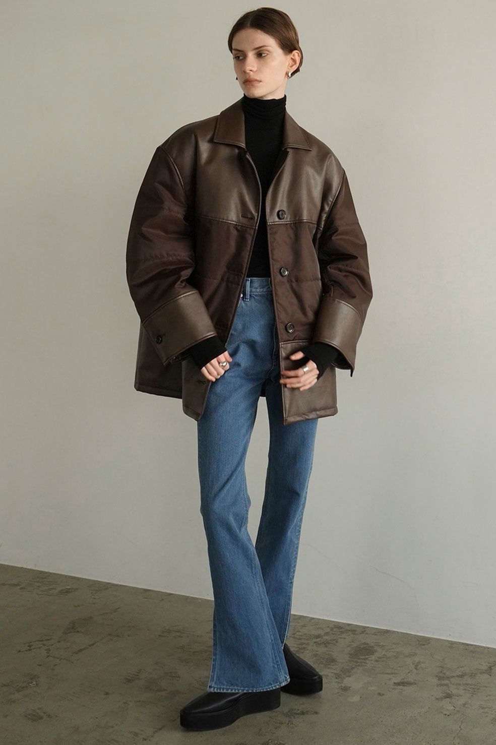 CLANE - ヴィーガンレザー オーバーサイズ ジャケット - LEATHER