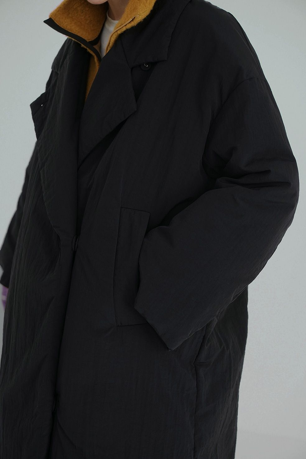 CLANE - カラーダウン チェスターコート ブラック - COLOR DOWN