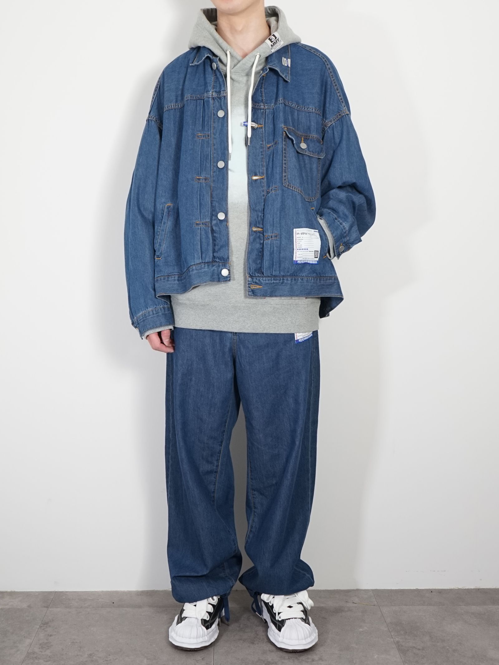 ミハラヤスヒロ】デニムセットアップ×フーディー｜ストリートモード