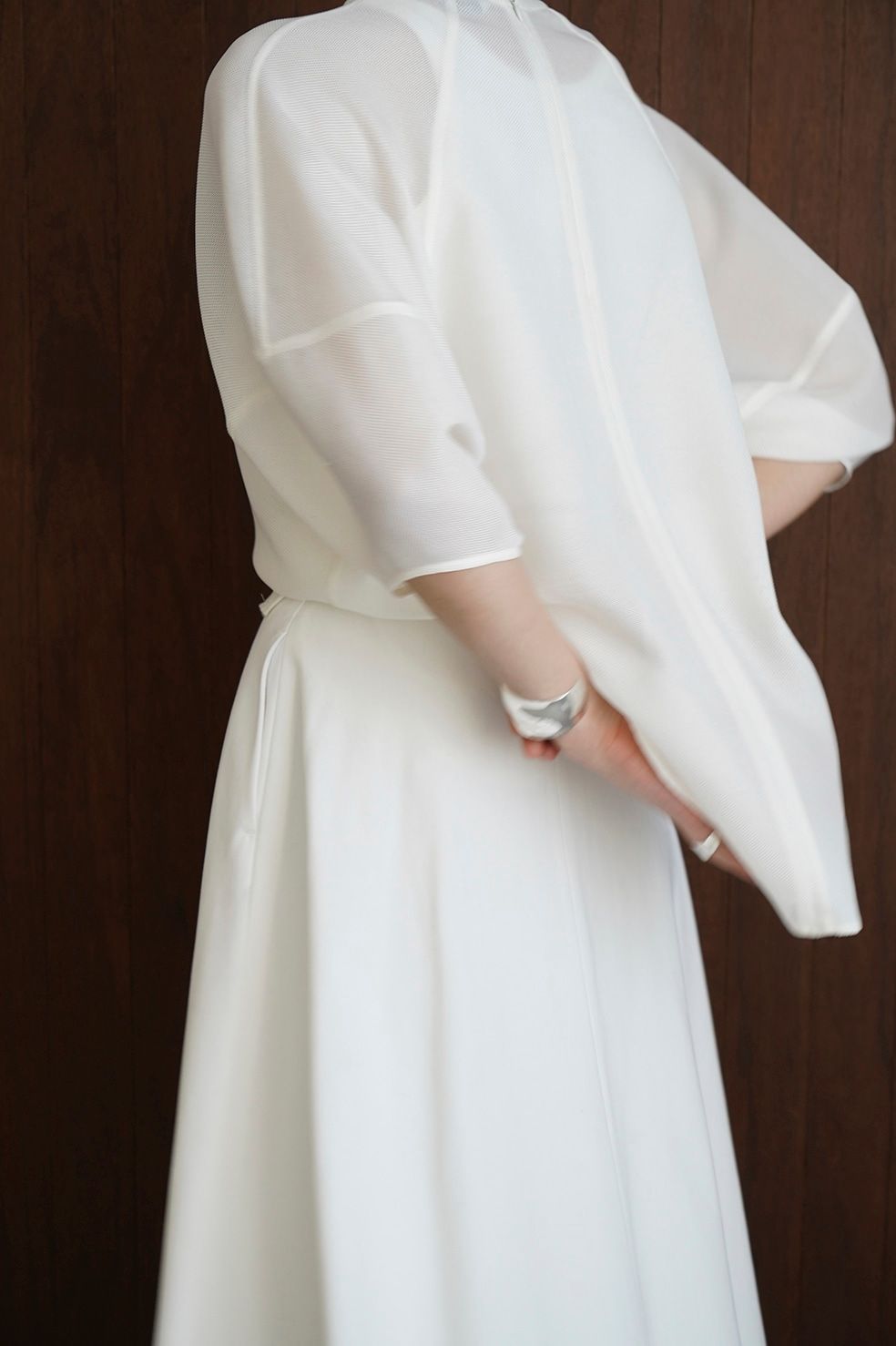 CLANE - メッシュ フォーム スリーブ ブラウス - MESH FORM SLEEVE