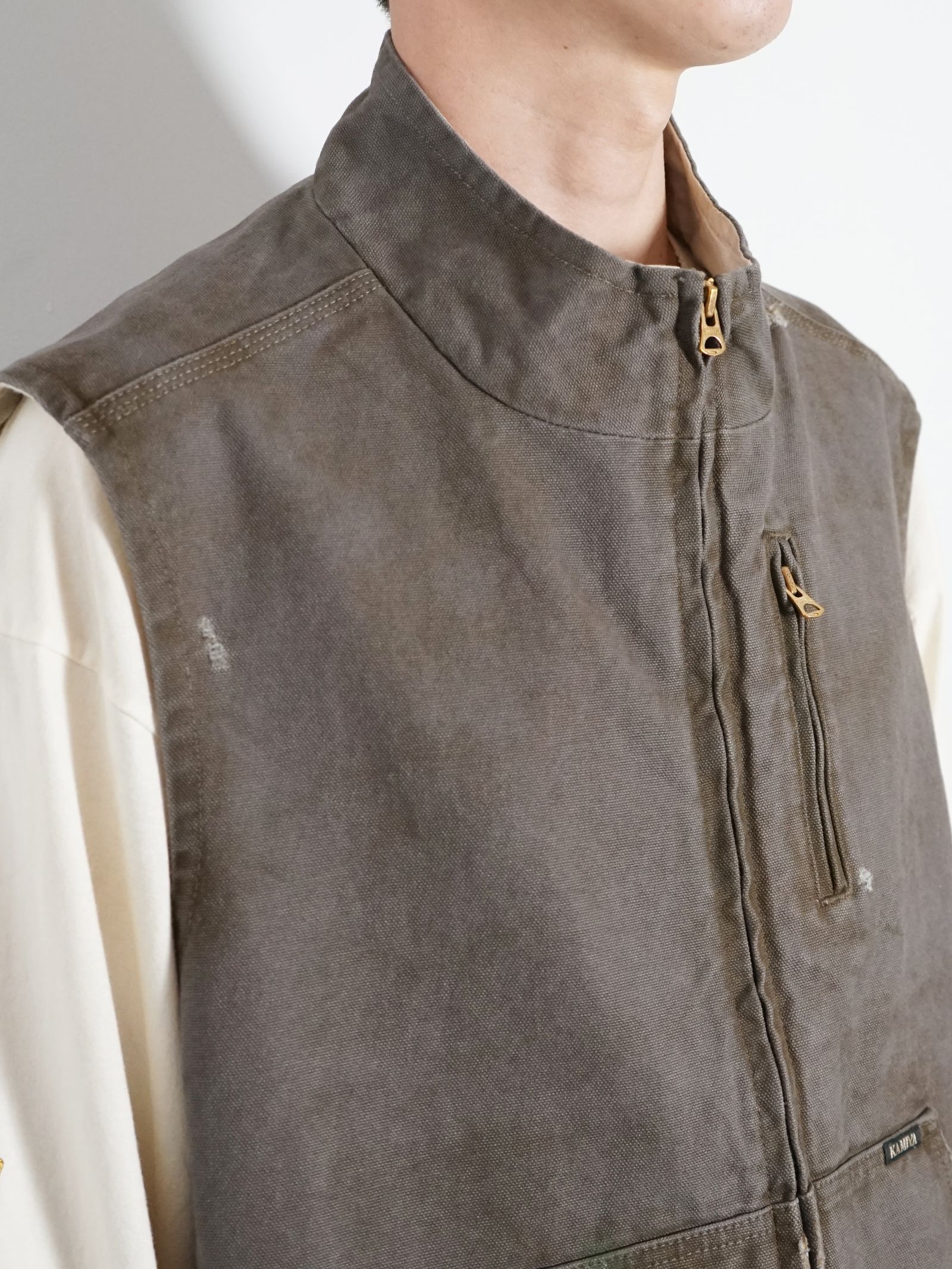 KAMIYA - ボロダックベスト - BORO Duck Vest GREY | ADDICT WEB SHOP