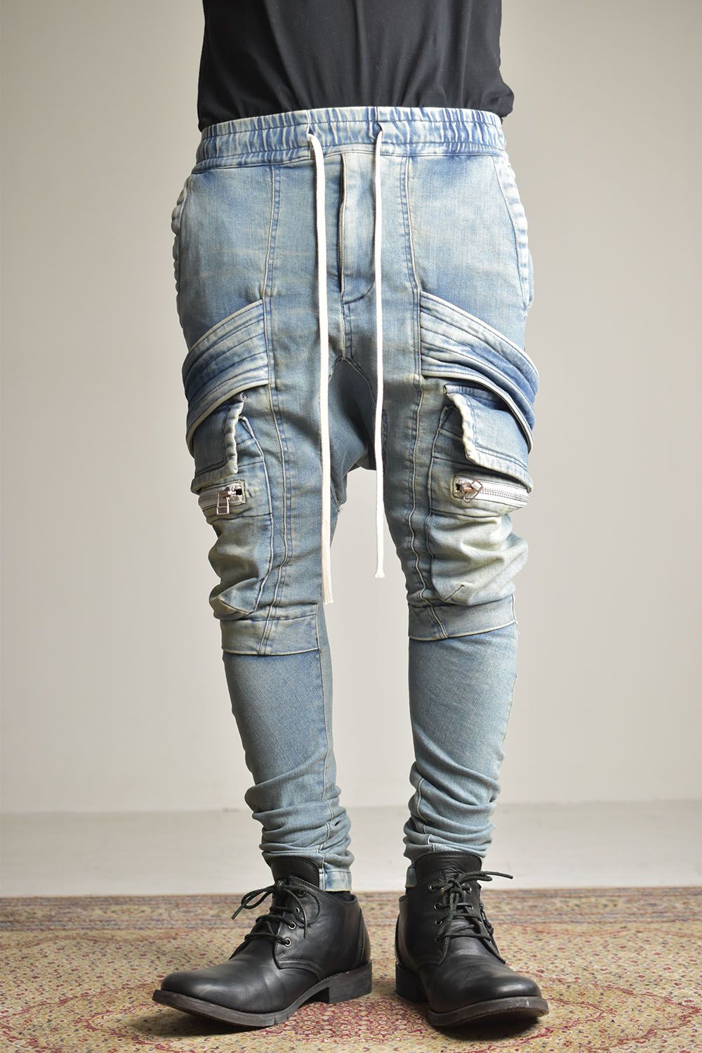 A.F ARTEFACT - Indigo Denim Cargo Sarouel Skinny