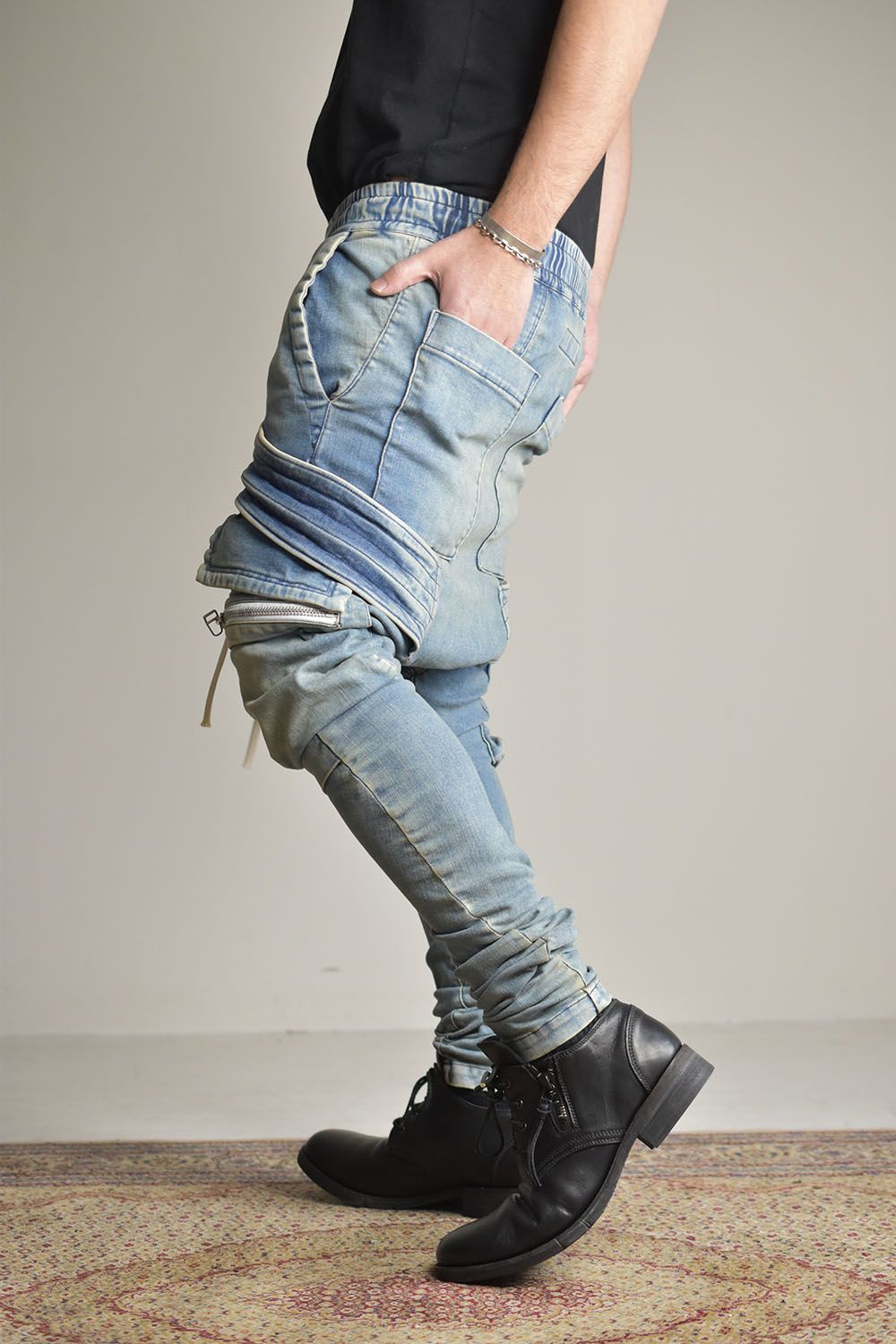 A.F ARTEFACT - Indigo Denim Cargo Sarouel Skinny