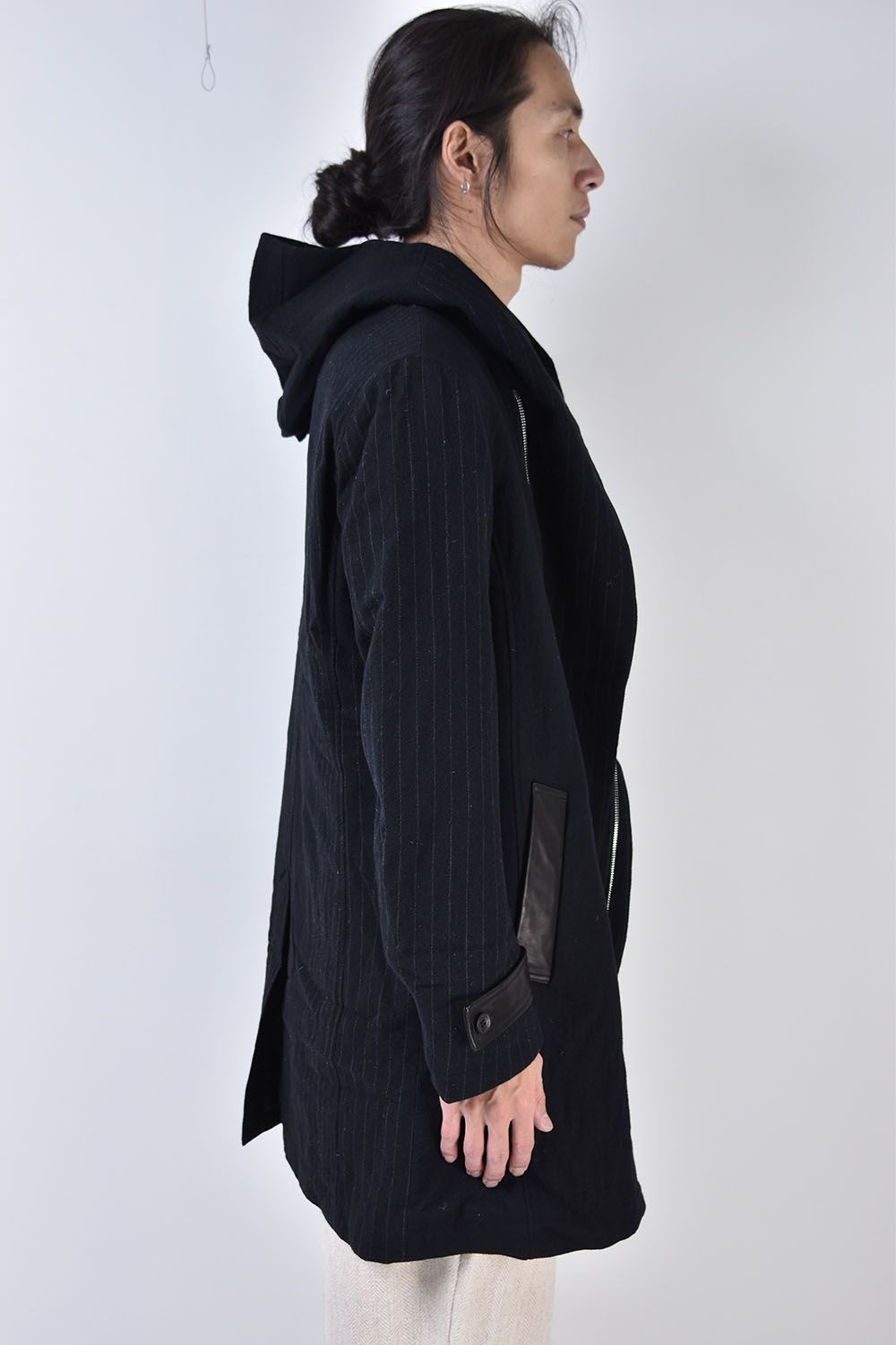ISAMU KATAYAMA BACKLASH - Compression Wool Random Stripe Hoodie