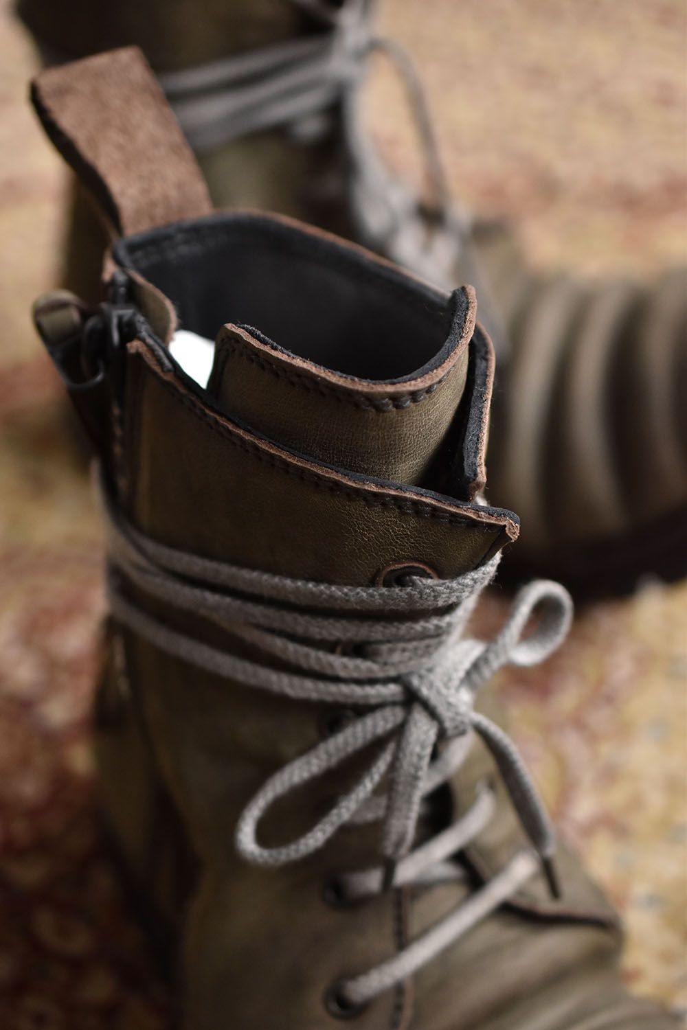 D.HYGEN - Horse Leather Lace Up Combat Boots