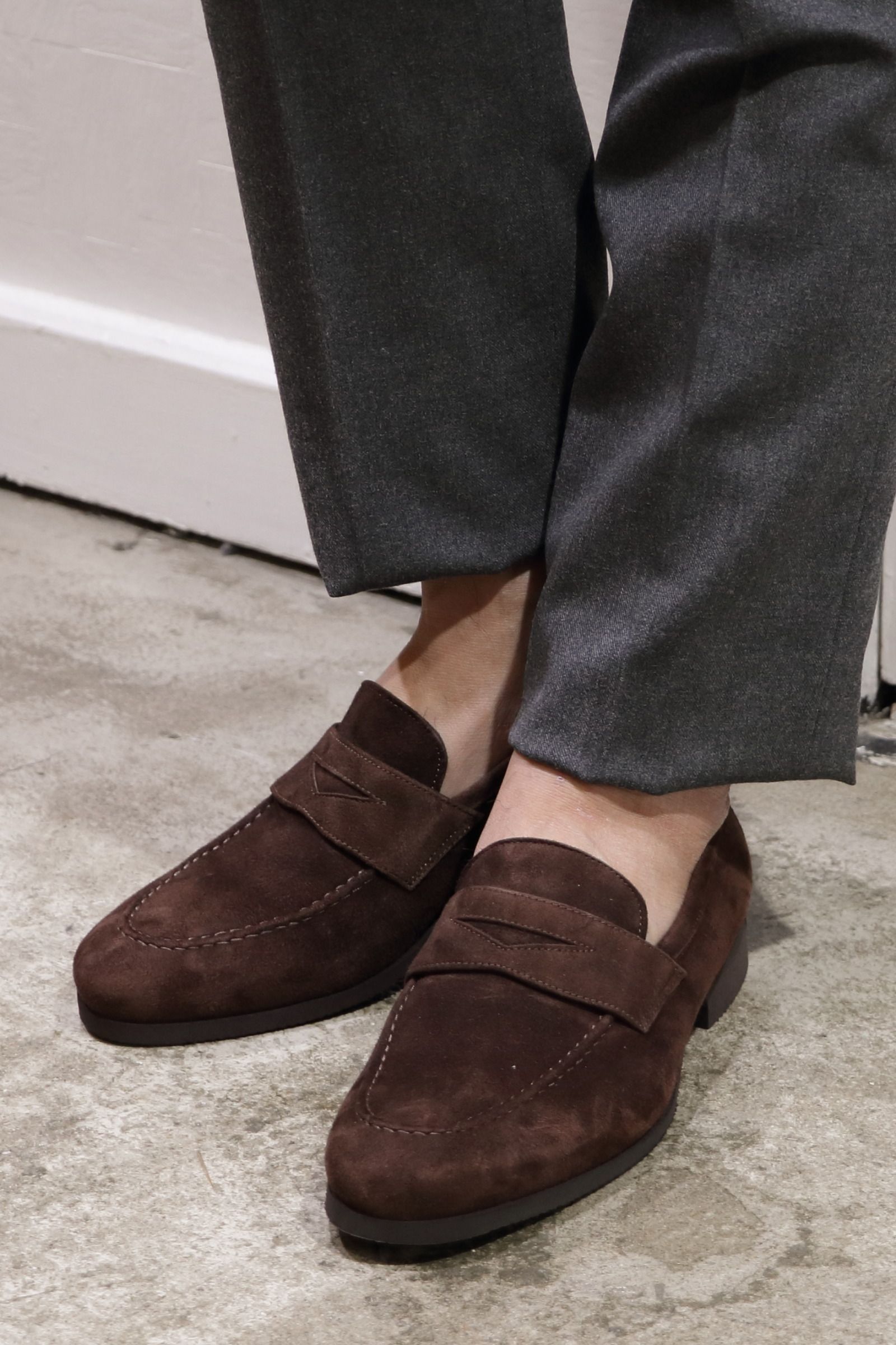 FERRANTE - 【ISEO/ラバーソール】スエード コインローファー