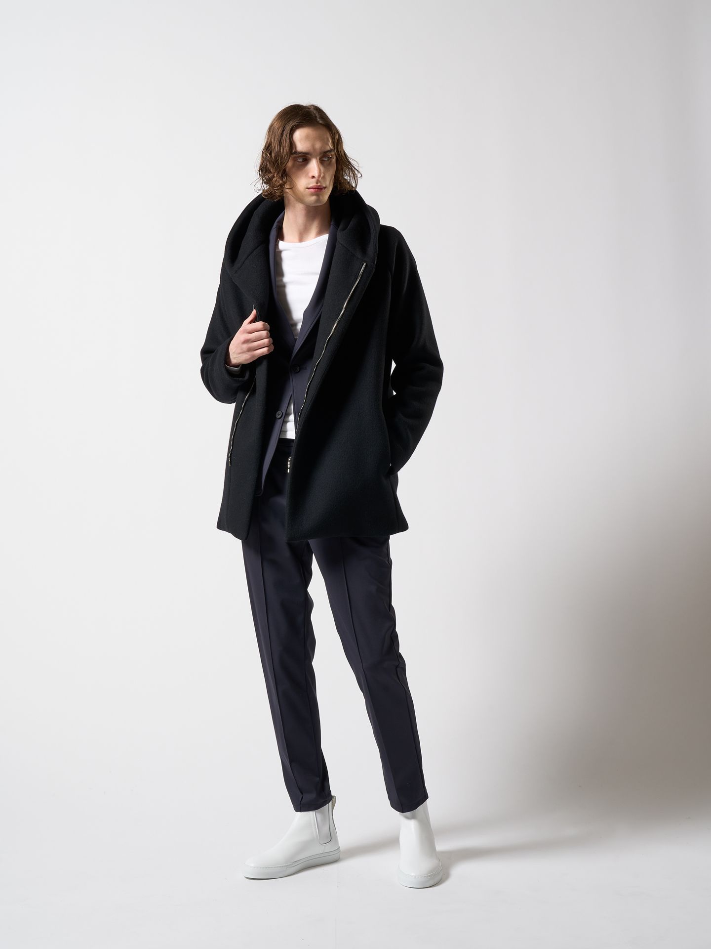 wjk - 【予約品】 zip witch coat / フーデットコート / ダーク