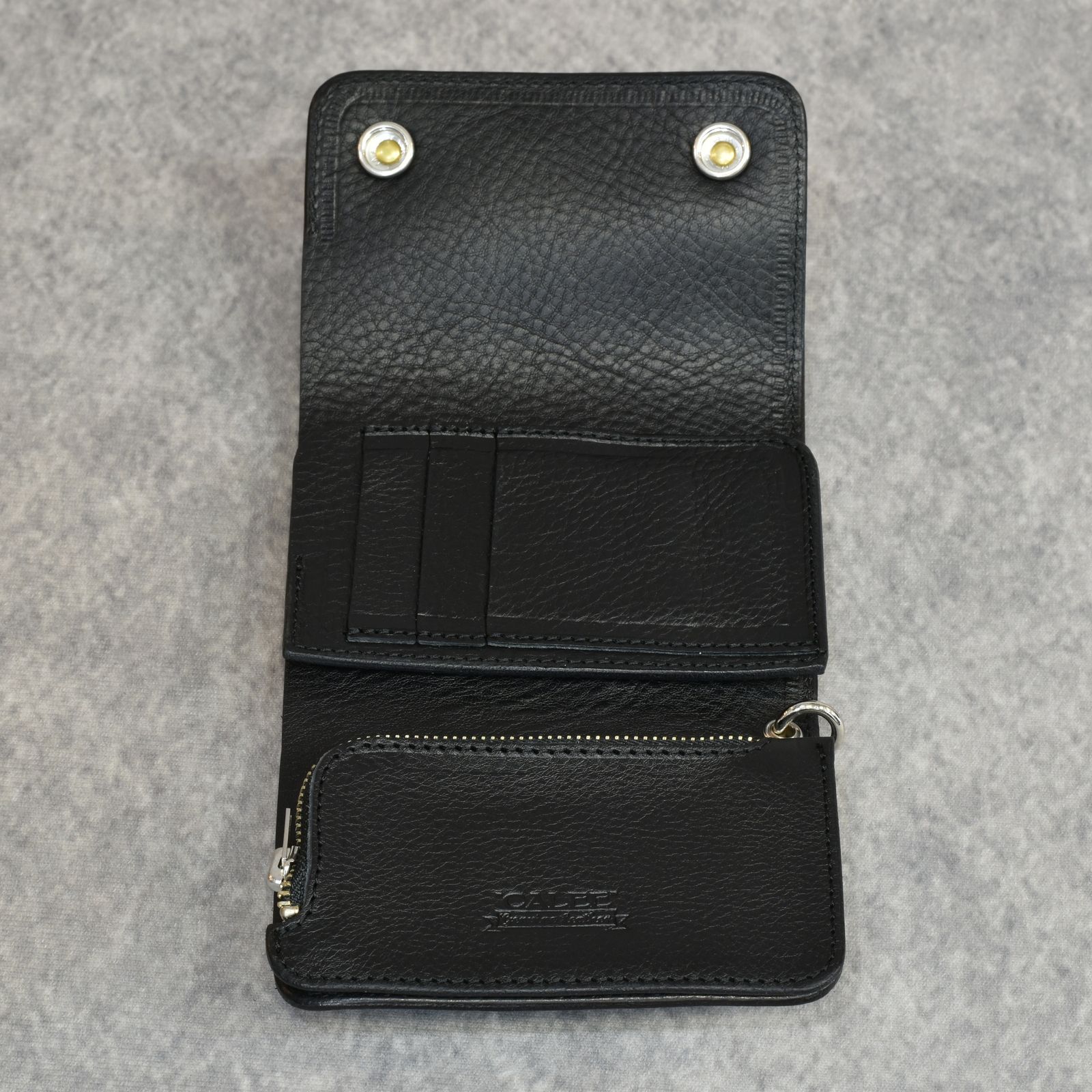 CALEE - SILVER STAR CONCHO FLAP LEATHER HALF WALLET (BLACK