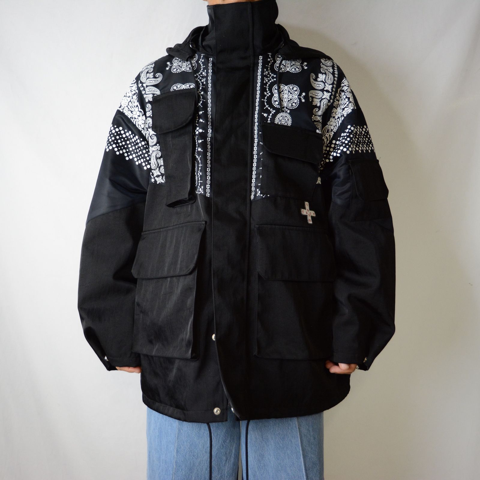 FACETASM - ORIGINAL BANDANA PRINT HIGH NECK JACKET （BLACK