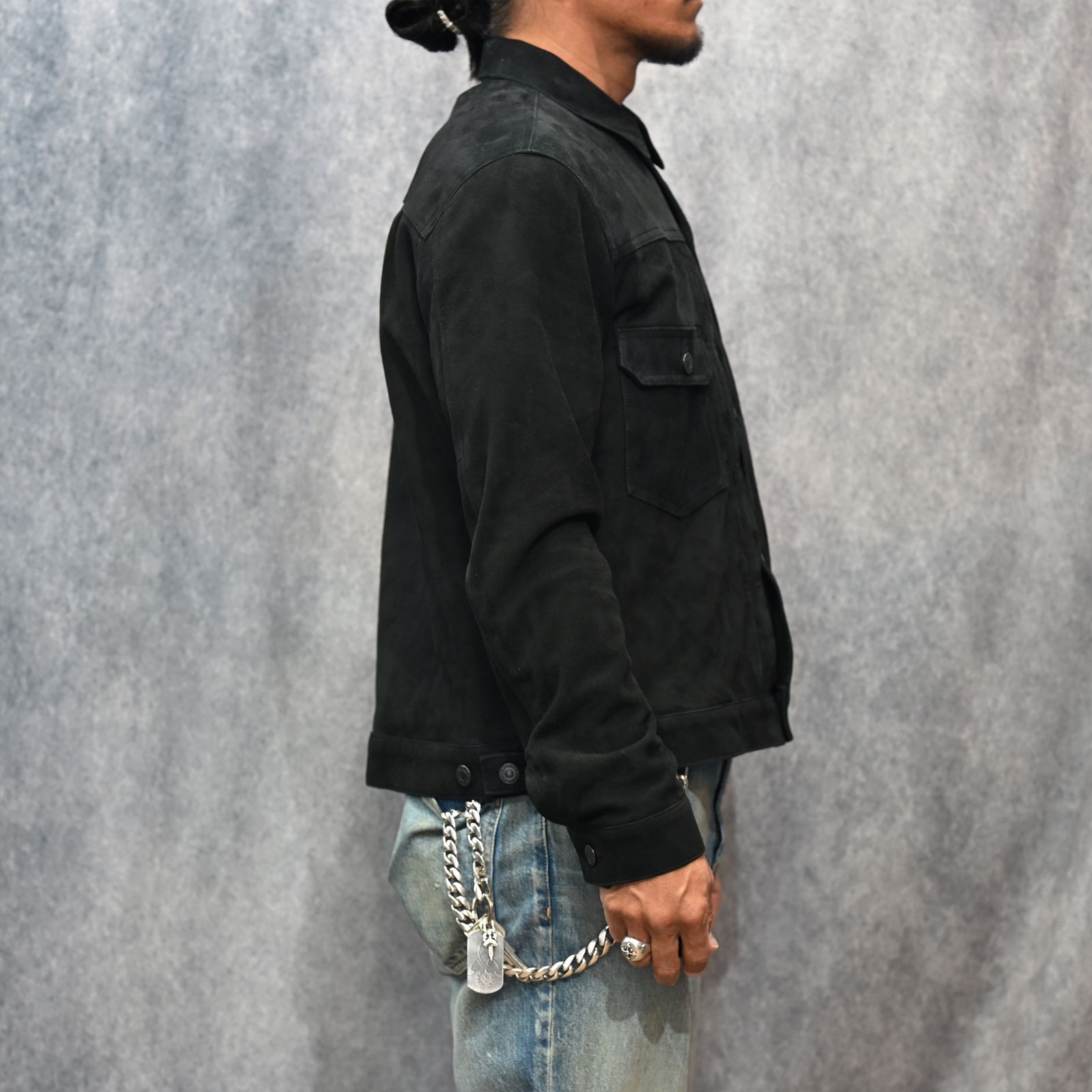 MINEDENIM - Sheep Suede Trucker JKT （BLK） / シープスエード