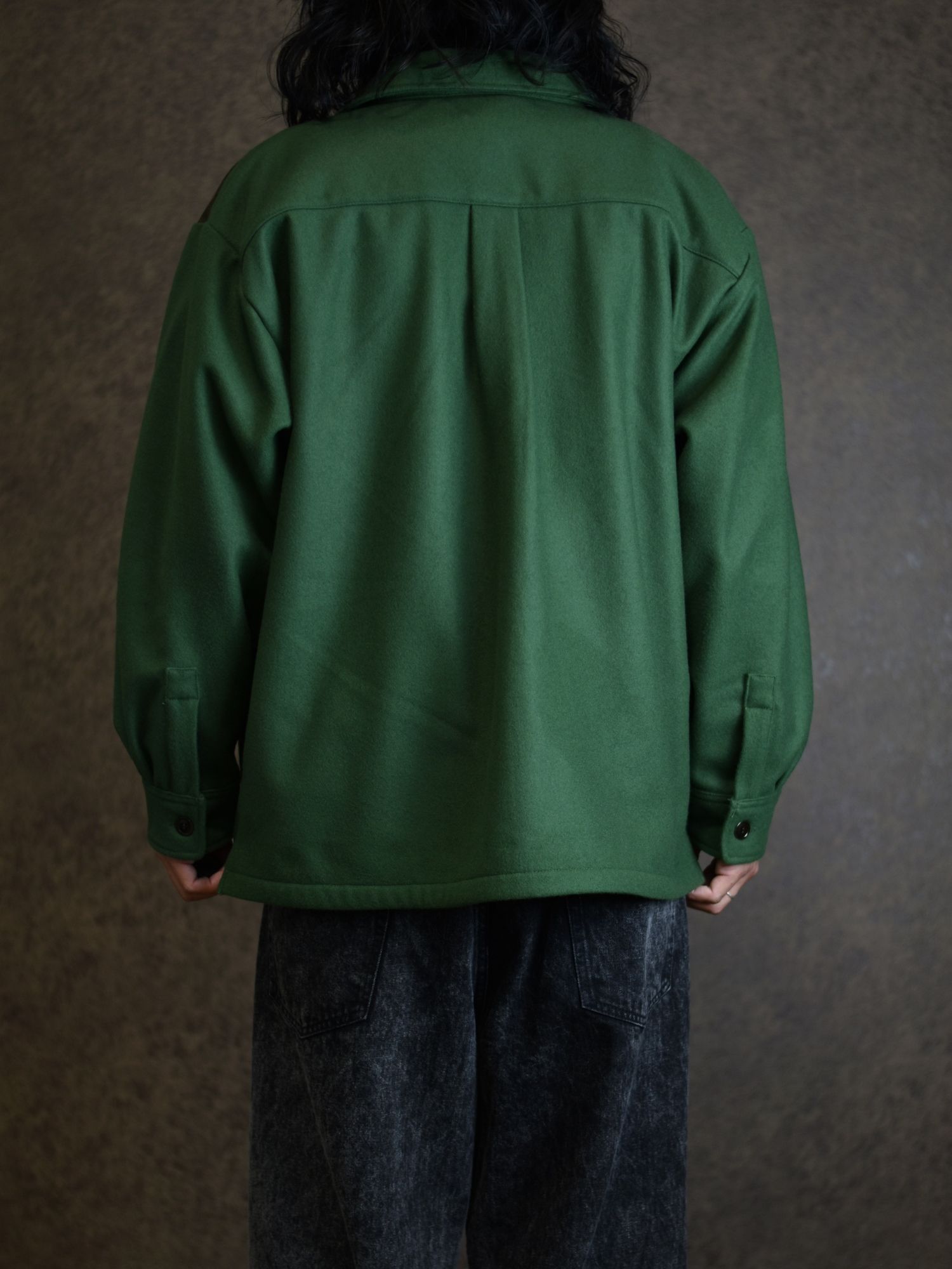 CALEE - M/S Over shilhouette shirt jacket (Green) / オーバーサイズ