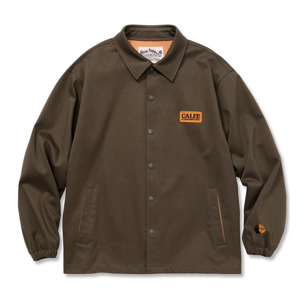 CALEE - COTTON POLYESTER HIGH GAUGE BONDING COACH JACKET (OLIVE