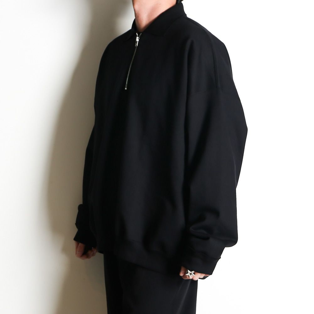 MARKAWARE - HALF ZIP POLO HUGE SWEAT - BLACK / オーガニック