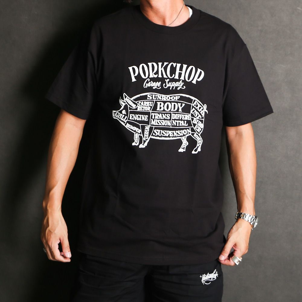 PORKCHOP - PORK FRONT TEE 25 - BURGUNDY / ショートスリーブTシャツ