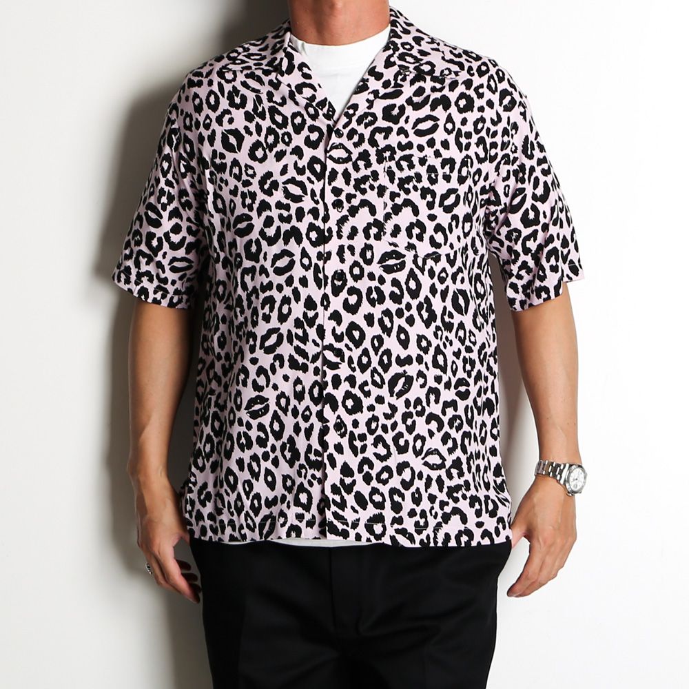 MINEDENIM - Lips Leopard Print Open Collar SH Open Collar SH