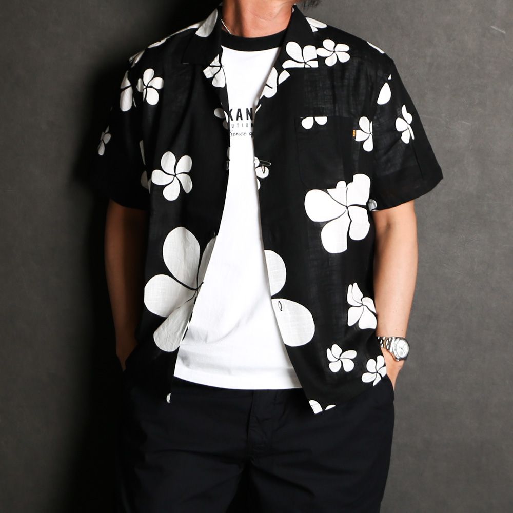 RATS - FLOWER ALOHA S/S SHIRT - BLACK / ハワイアンシャツ / 24'RS