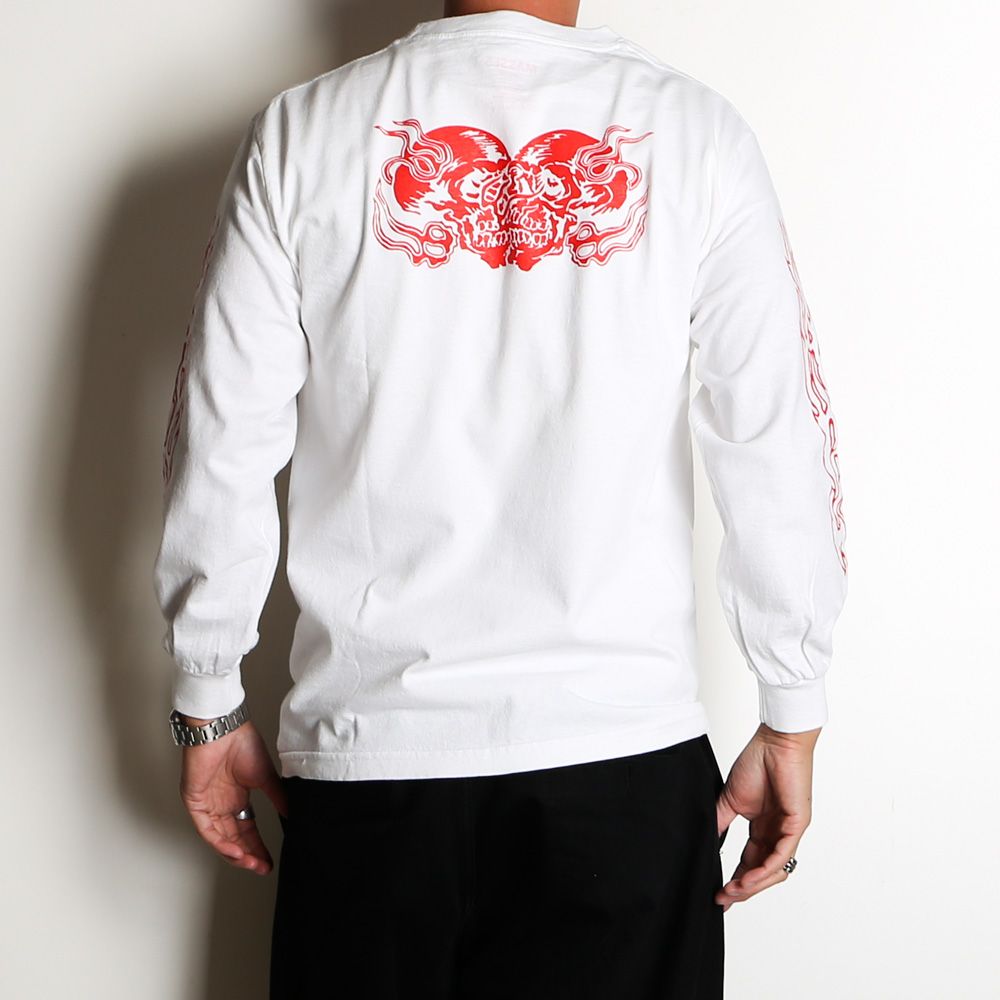 MASSES - 【ラスト1点-サイズS】T-SHIRT L/S TWIN SKULL - White