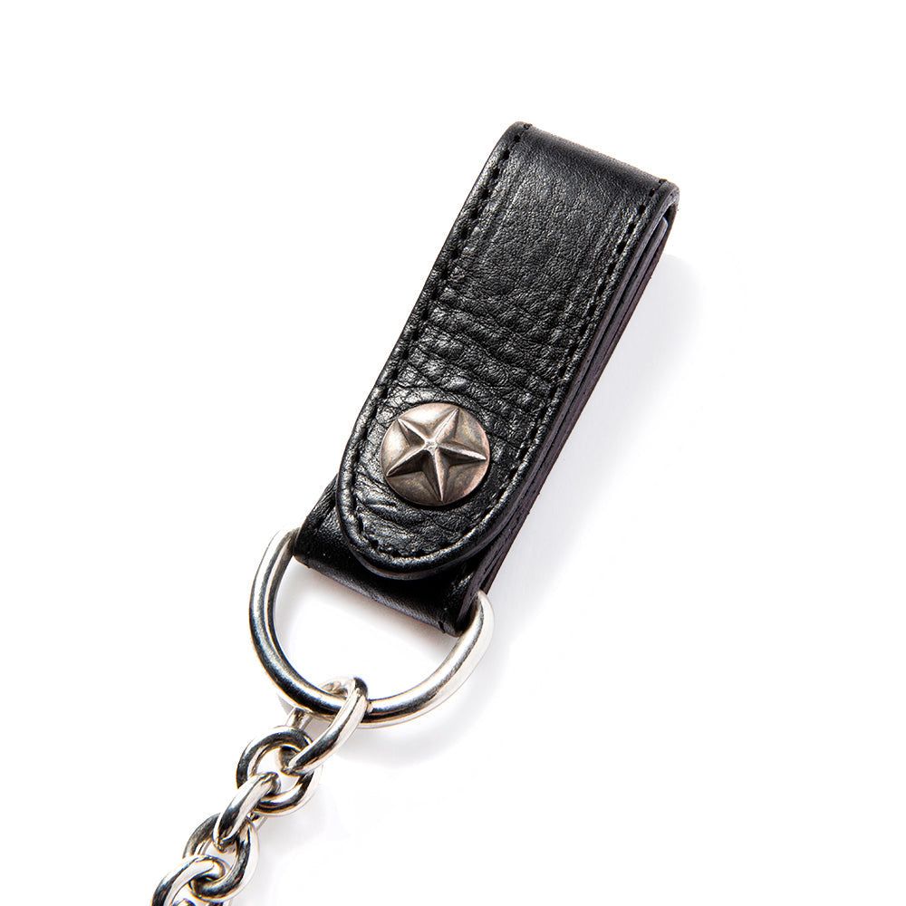 CALEE - SILVER STAR CONCHO LEATHER WALLET CHAIN / スターコンチョ