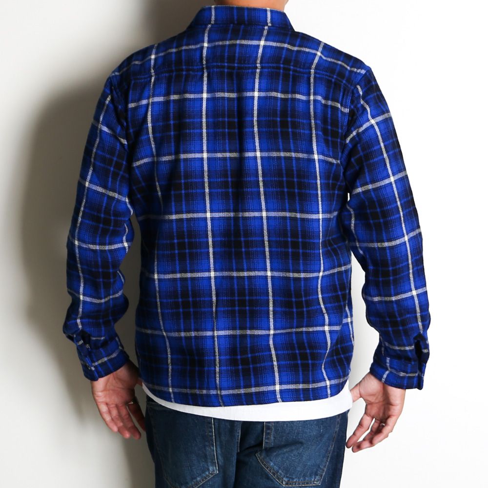 RATS - COTTON FLANNEL BLUE CHECK SHIRT / コットンフランネル