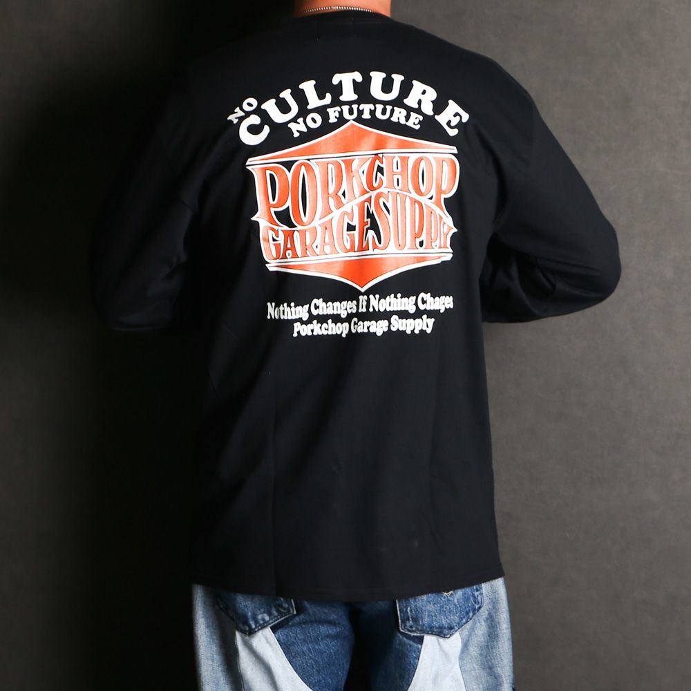 PORKCHOP - WAVE LOGO L/S TEE - GRAY / ロングスリーブTシャツ