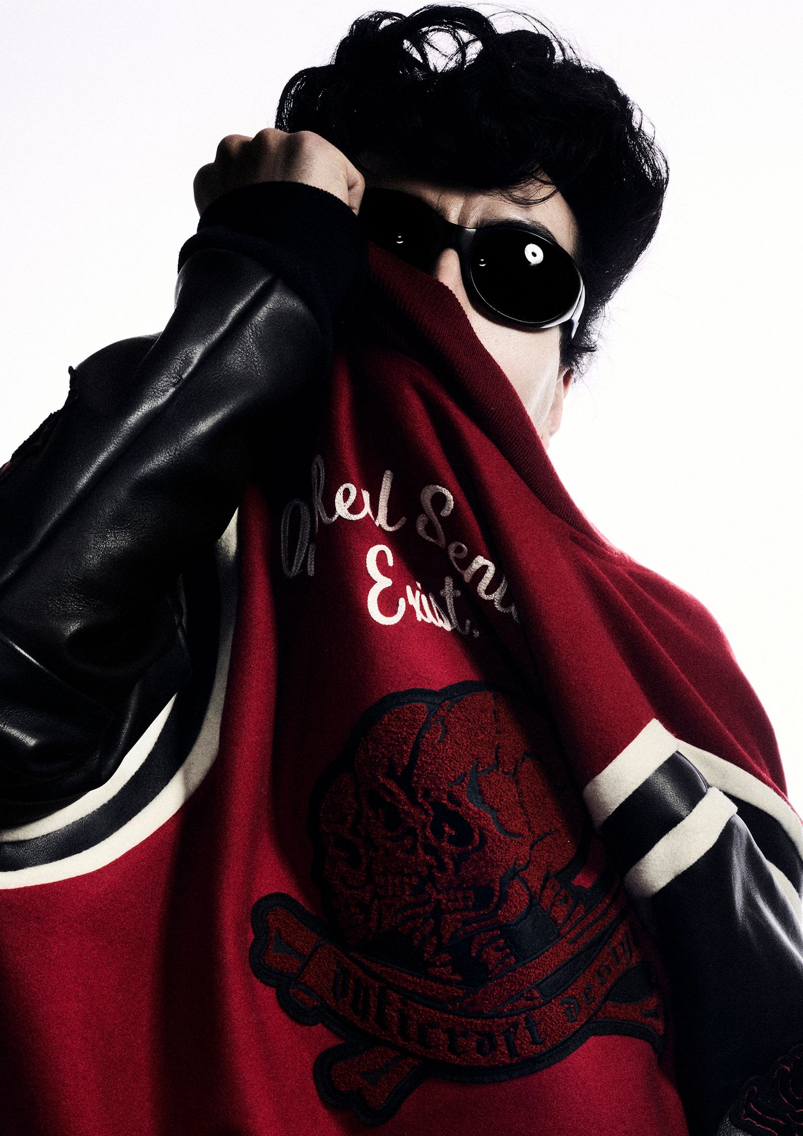 Azuma - PACHED LETTER JACKET / レタージャケット (BLACK, RED) | HAZE