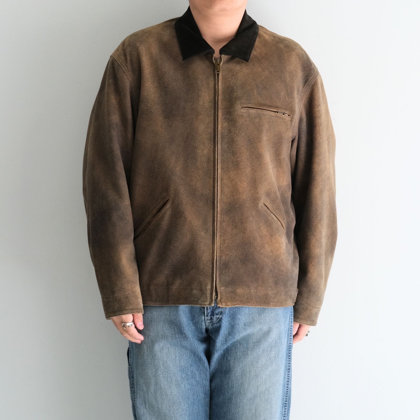 SEVEN BY SEVEN - LEATHER DETROITJACKET ‐Goat suede Antique finish