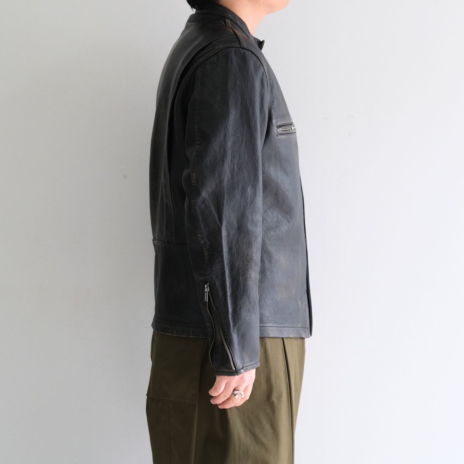 SEVEN BY SEVEN - LEATHER RIDERS JACKET ‐Cow Heavy Vintage finish