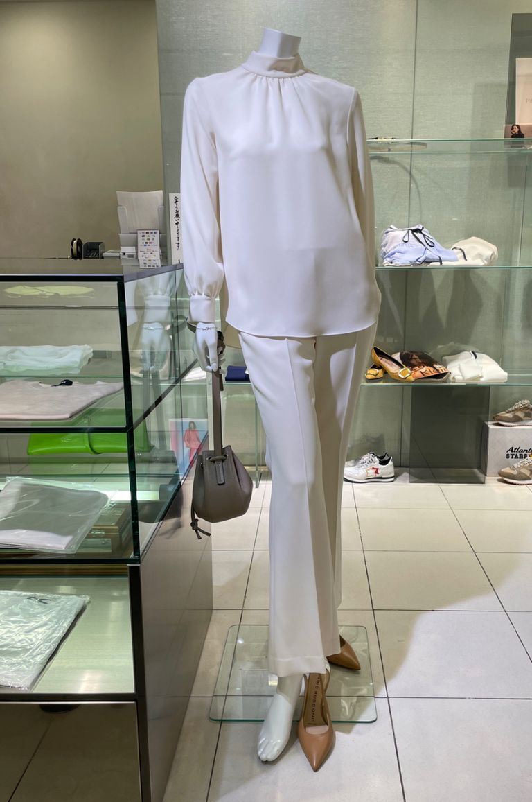 Theory - クラッシッククレープスタンドカラーブラウス