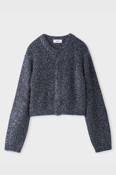 MIESROHE - ミドルゲージラメシャギーカーディガン(ブルー