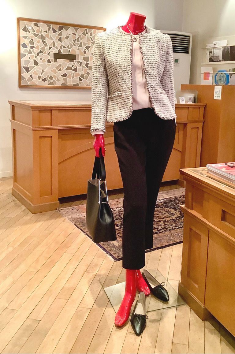 Theory - Preston Tweed Feminine Slim JKT / ツィードノーカラー