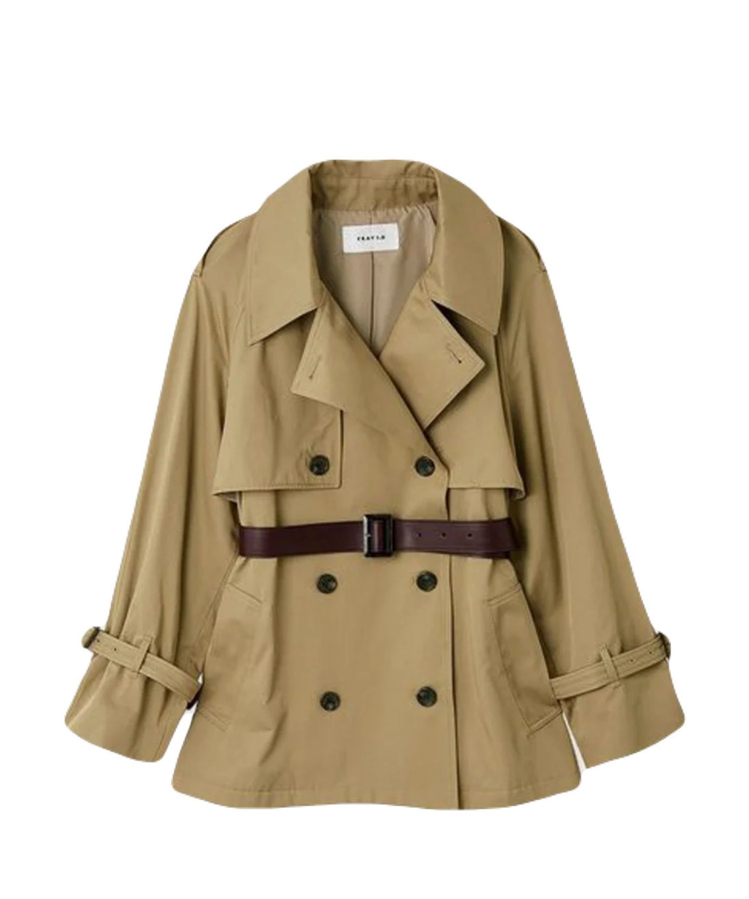 FRAY I.D - レザーベルトショートトレンチコート ( CHECK