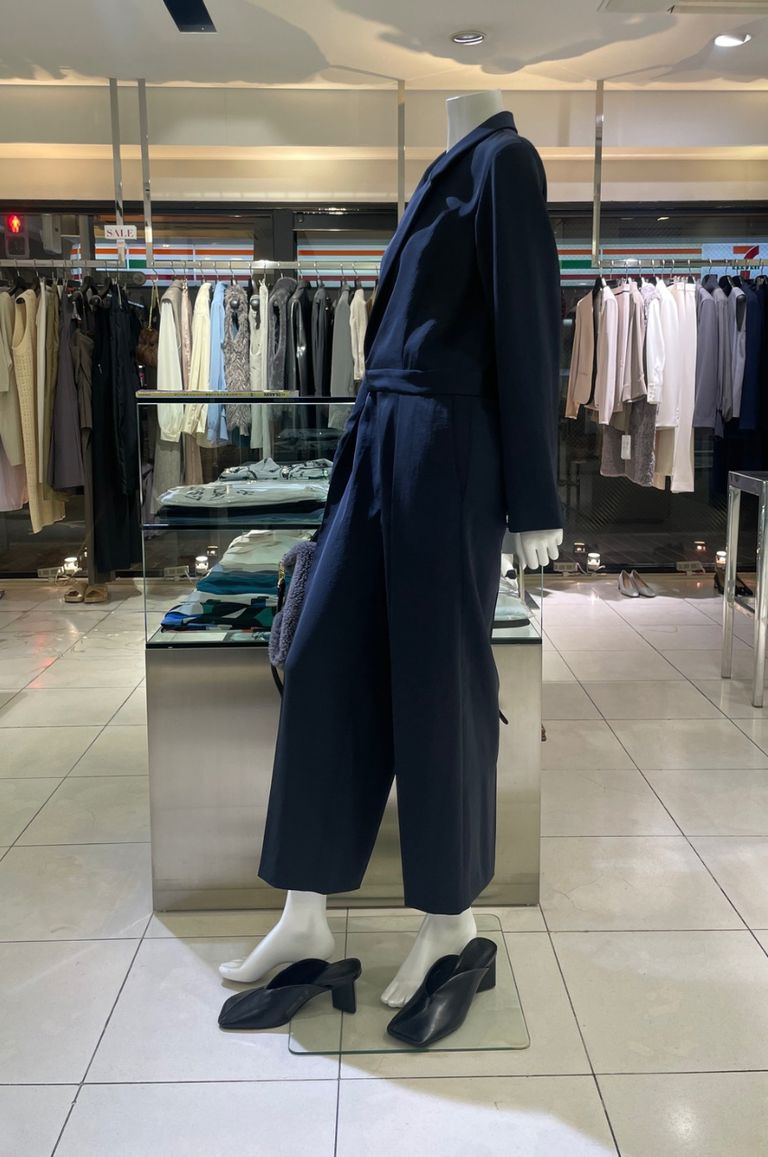 MIESROHE - マスキュリンジャンプスーツ(ネイビー) / ポリエステル