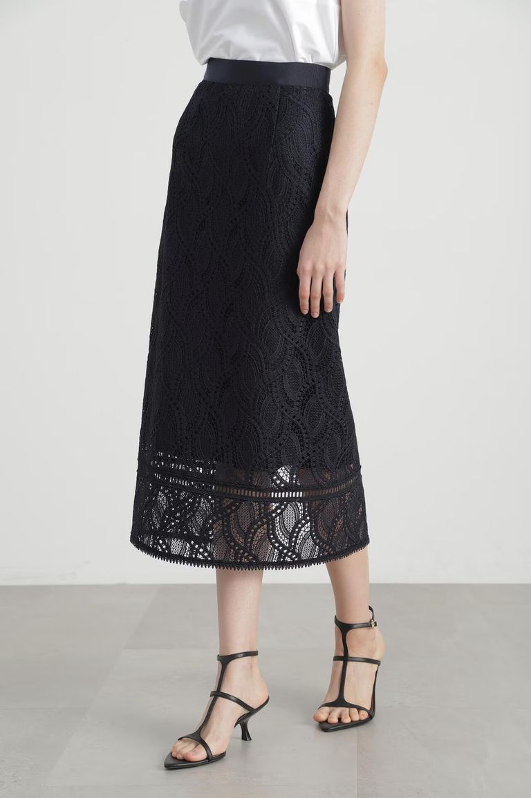 PINKY&DIANNE - 【大人百花コラボ】 レーススカート (ネイビー