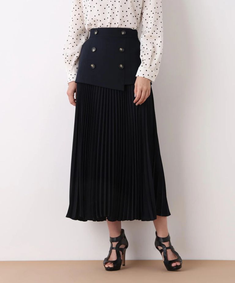 PINKY&DIANNE - ソフトオックスプリーツスカート(ネイビー