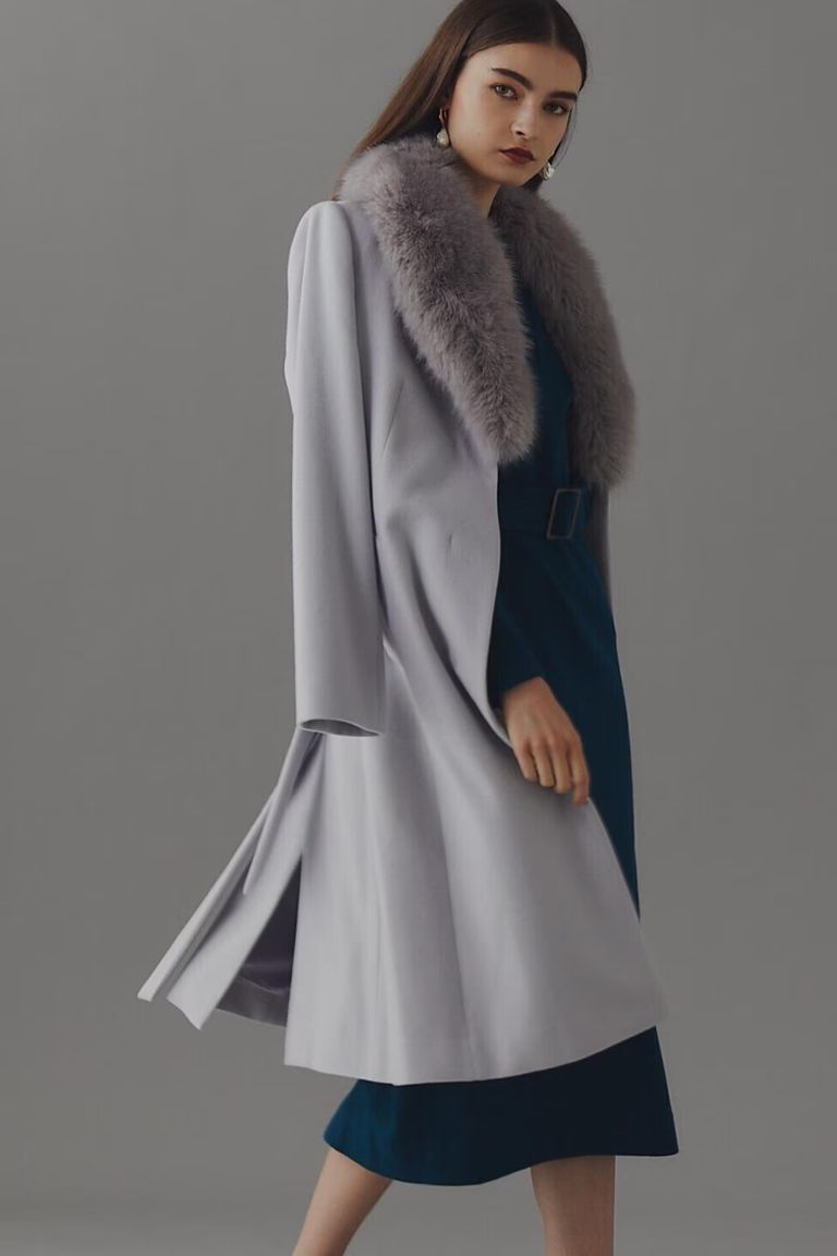 PINKY&DIANNE - カシミヤ混ベルテッドコート（グレー）羊毛 / カシミヤ