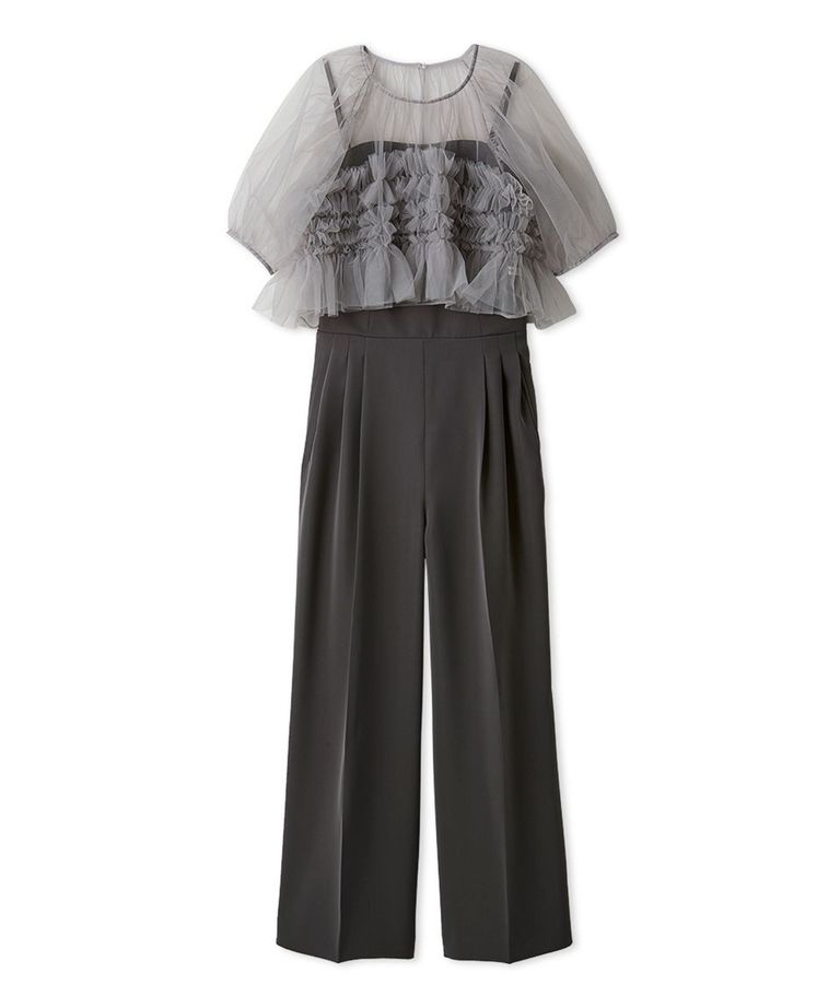 FRAY I.D - チュールブラウスセットコンビネゾン(チャコールグレー