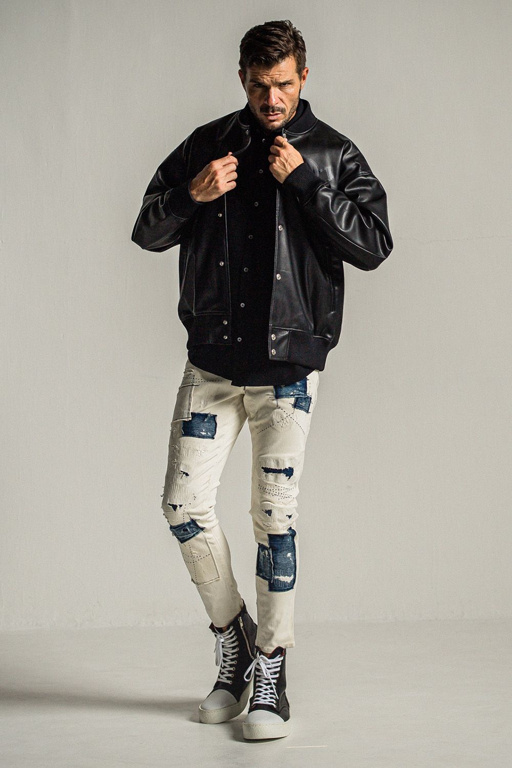 RESOUND CLOTHING - LEATHER VARSITY JACKET / レザー バーシティ