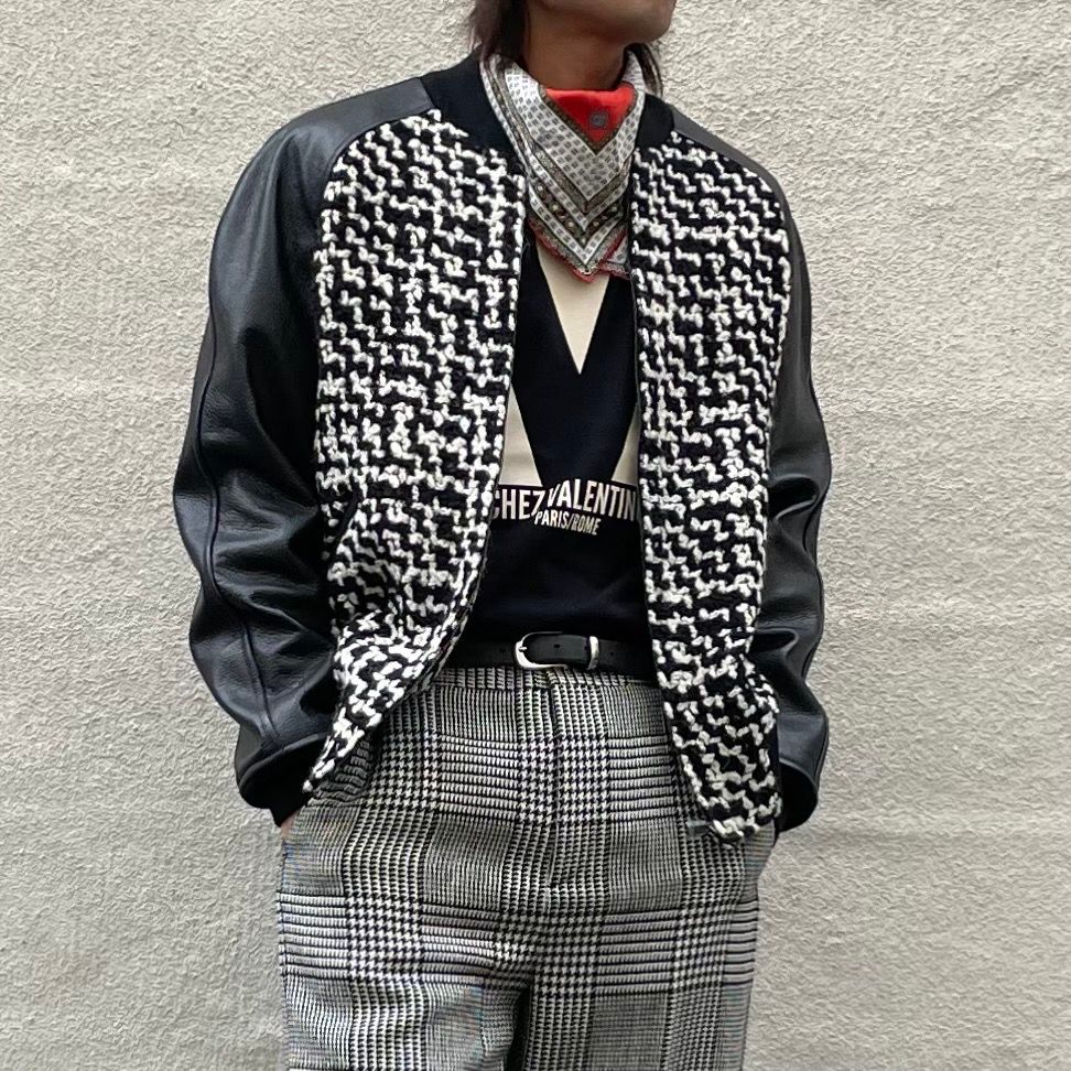 VALENTINO - パッチ付き ウール ツイード ボンバージャケット / ユニ