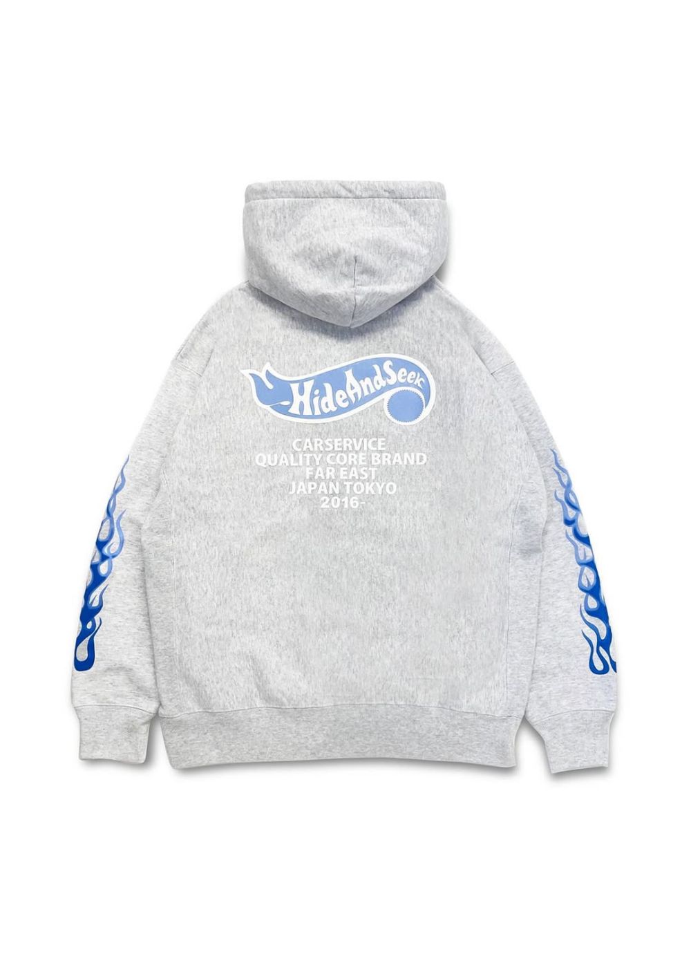 HIDE AND SEEK - ×CARSERVICE HOODED SWEAT SHIRT (D-BLUE) / カー