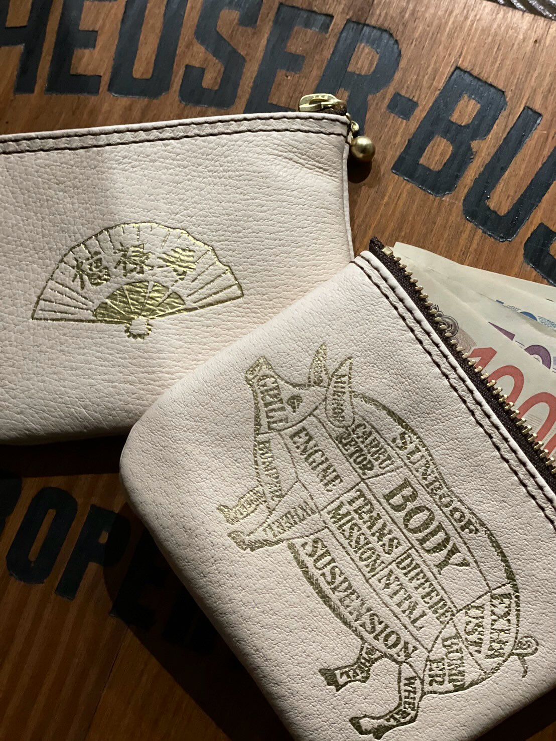 PORKCHOP GARAGE SUPPLY - NEW BIKER WALLET (BROWN×GOLD) / 福禄寿