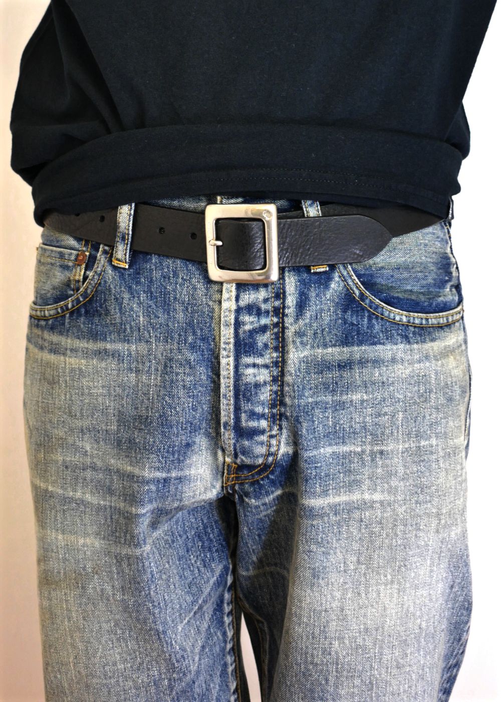 RATS - LEATHER BELT (BLACK×SILVER) / レザー ベルト | LOOPHOLE