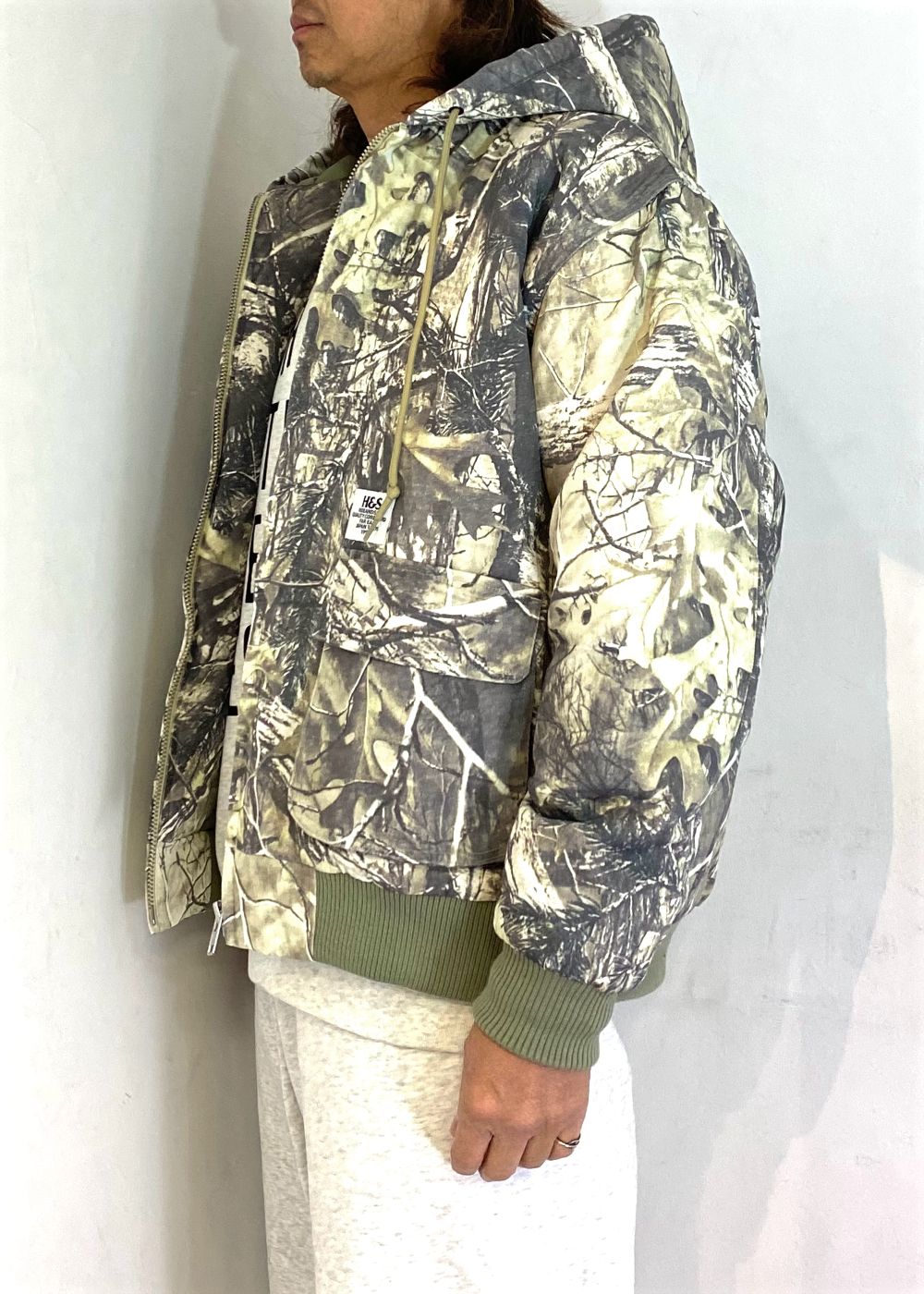 HIDE AND SEEK - 【ラスト1点】Camo Zip Hooded Jacket (BEIGE CAMO