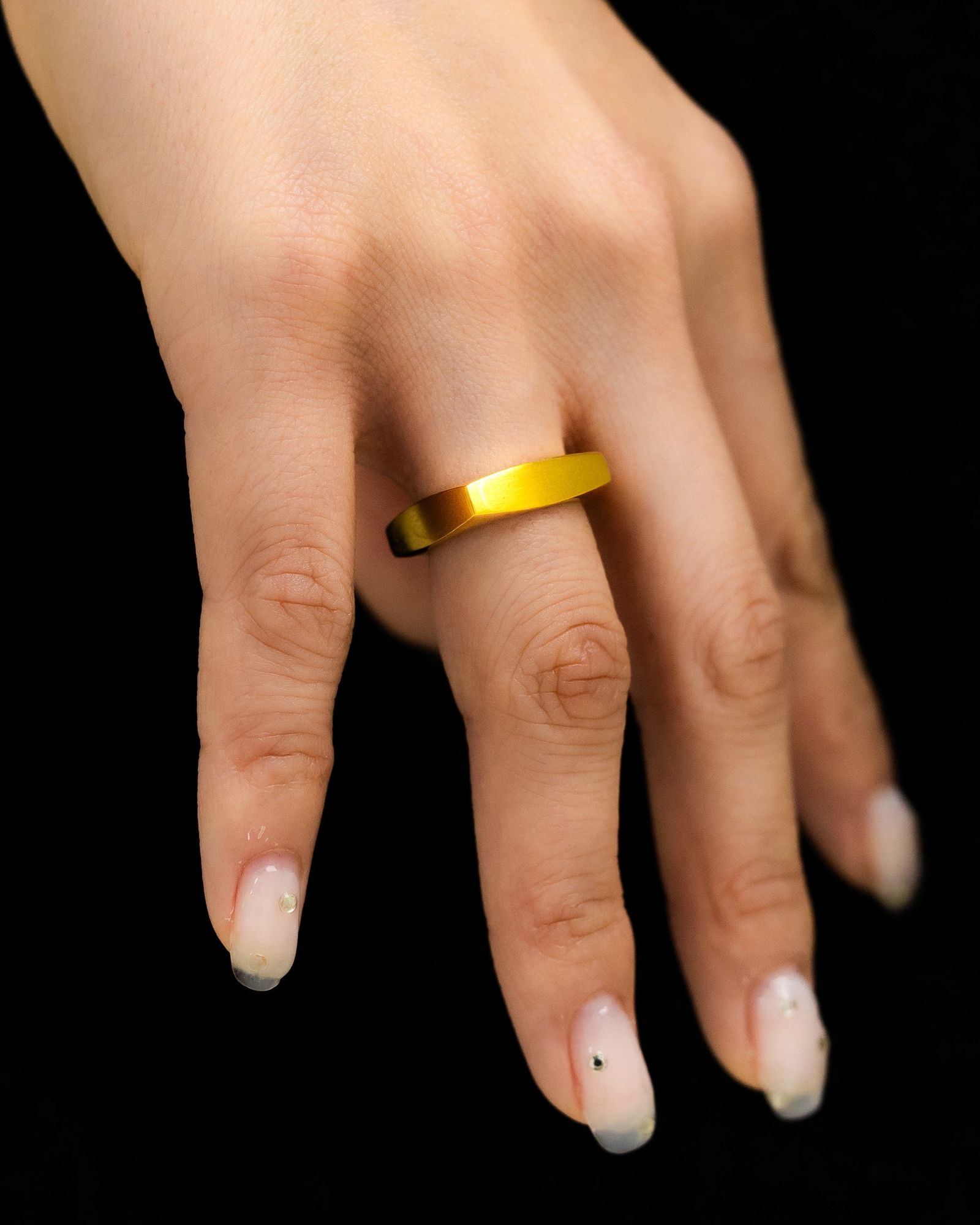 XOLO - XOLO JEWELRY リング / Square 3D Ring with Hair Line-Gold