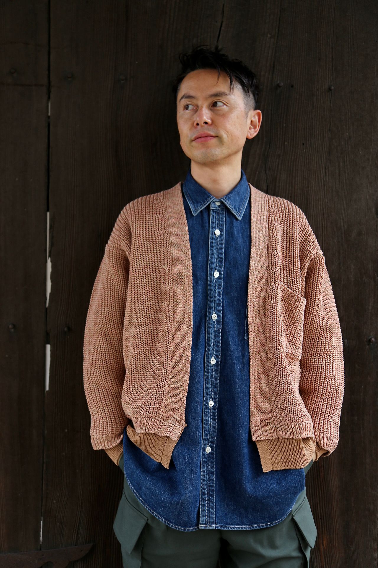 YOKE 5G CONNECTING RIB CARDIGAN