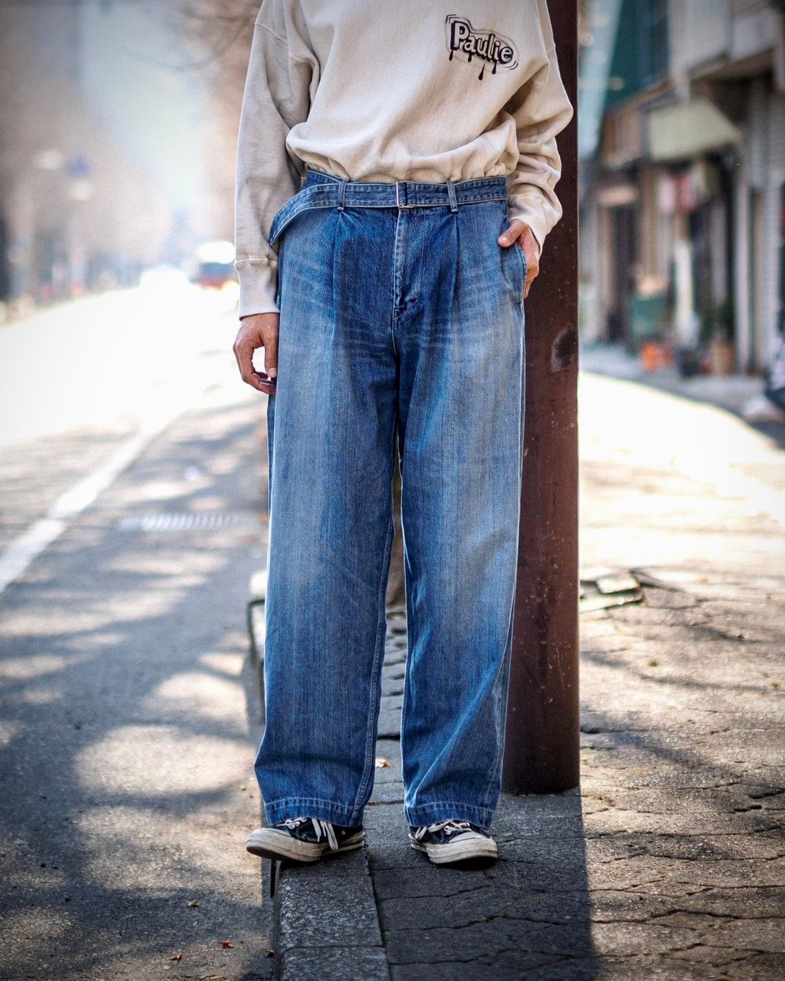 グラフペーパー Selvage Denim Belted Pants(LIGHT FADE INDIGO) 1月18