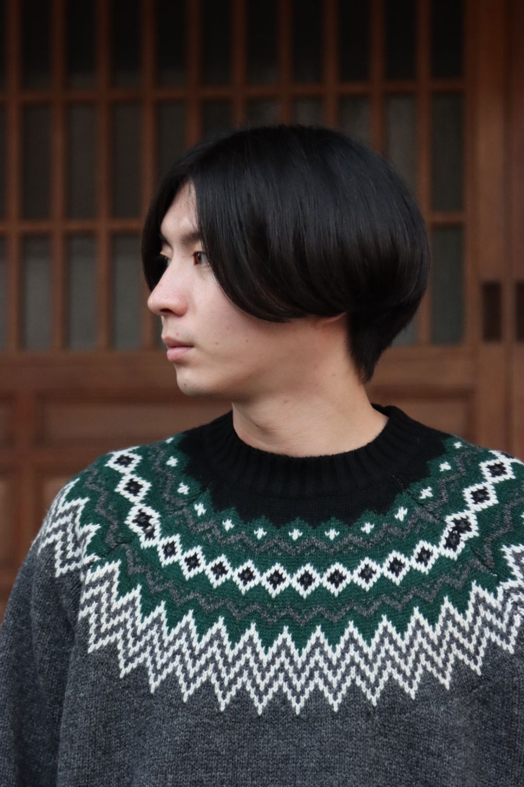 JUNYA WATANABE COMME des GARCONS MAN ウールジャガードニット求心柄