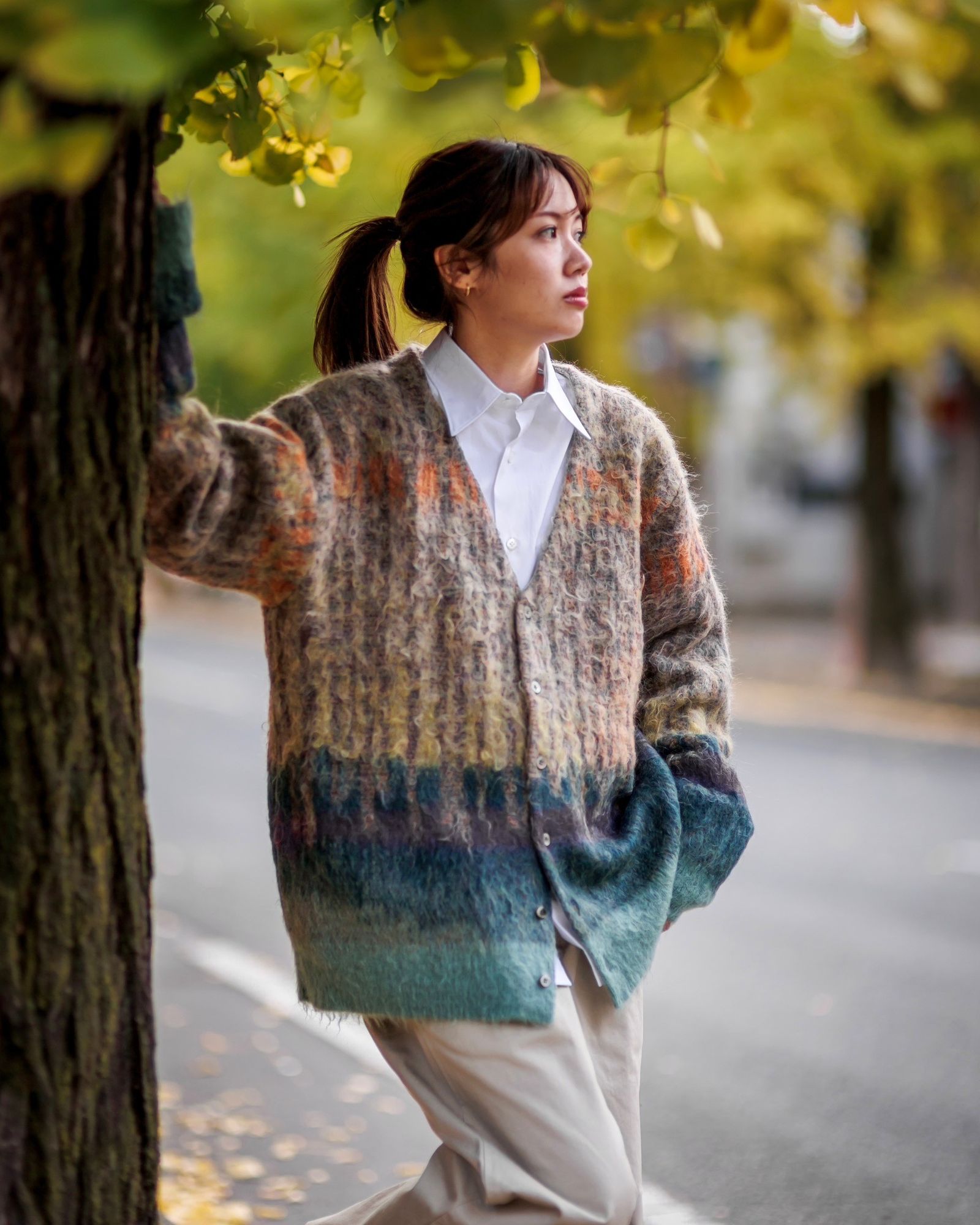 YOKE - ヨーク25SS TREE JAQUARD MOHAIR BUTTONED CARDIGAN