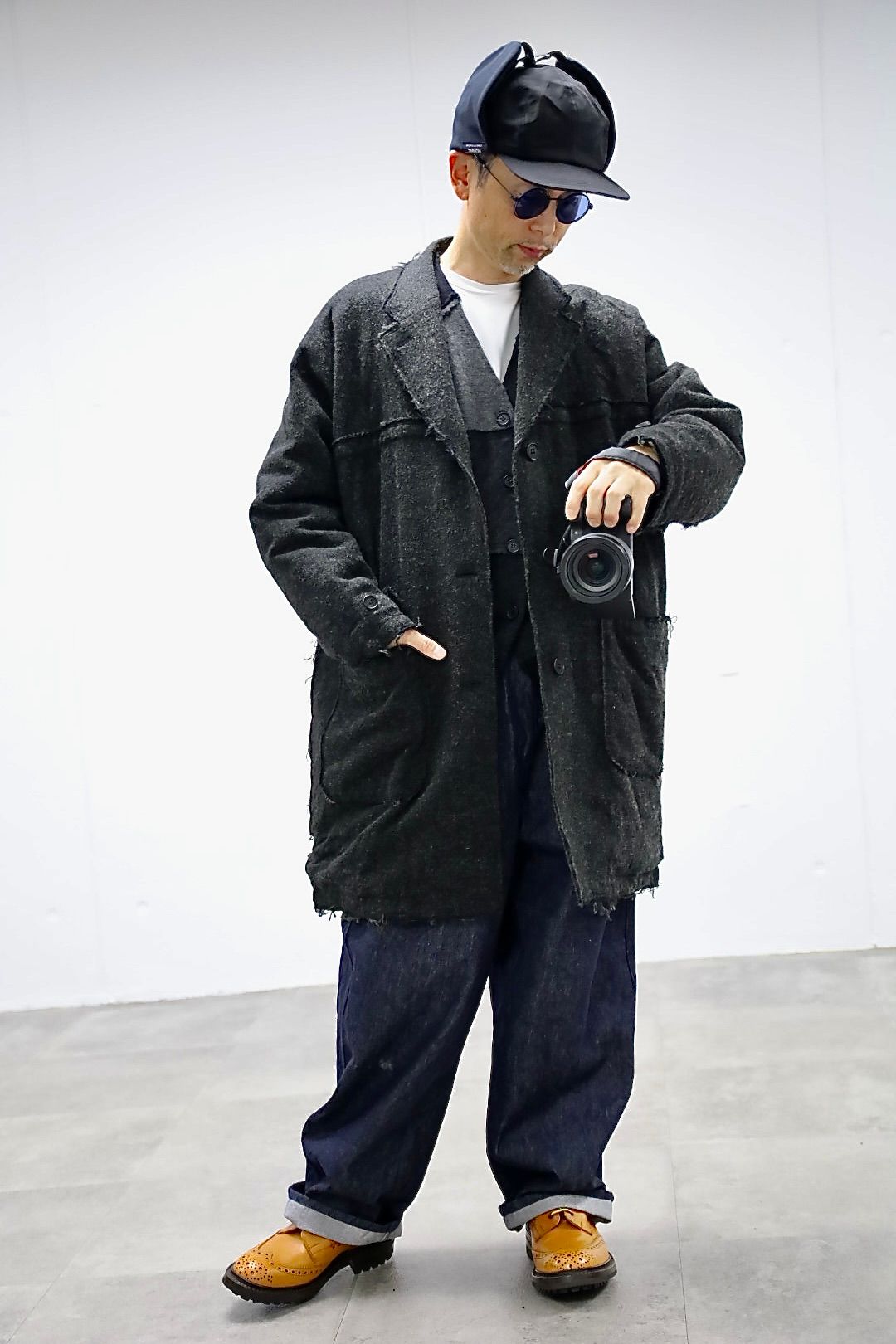 COMME des GARCONS HOMME ウールツイードヘリンボーンコートスタイル